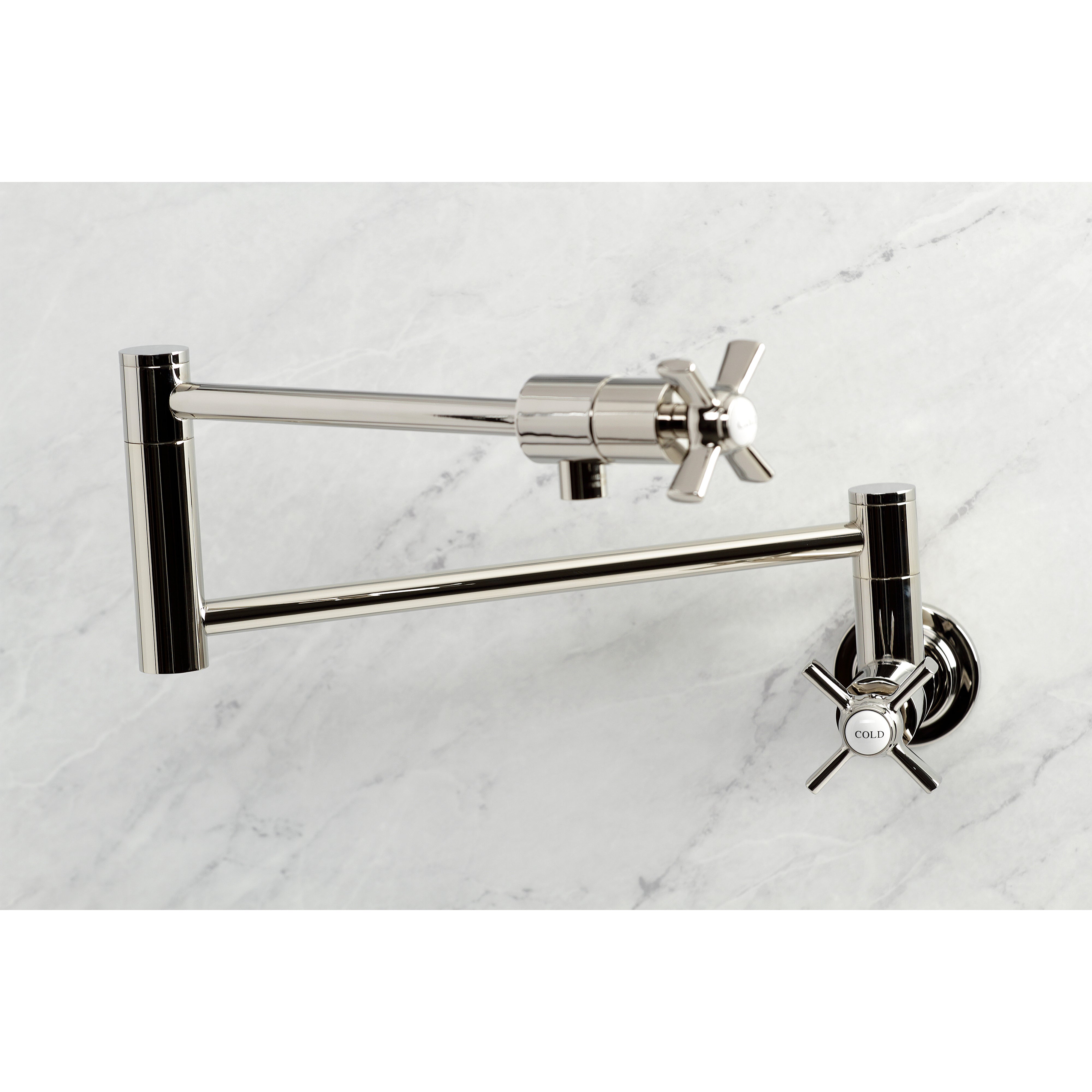 Kingston Brass KS4107ZX Millennium Wall Mount Pot Filler Faucet, Brushed Brass with foldable swing arms