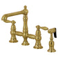 Kingston KS7277ALBS English Country Bridge Kitchen Faucet with Brass Sprayer, Brushed Brass.
