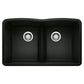 BLANCO Diamond SILGRANIT 32" 50/50 Double Bowl Undermount Kitchen Sink with Low Divide