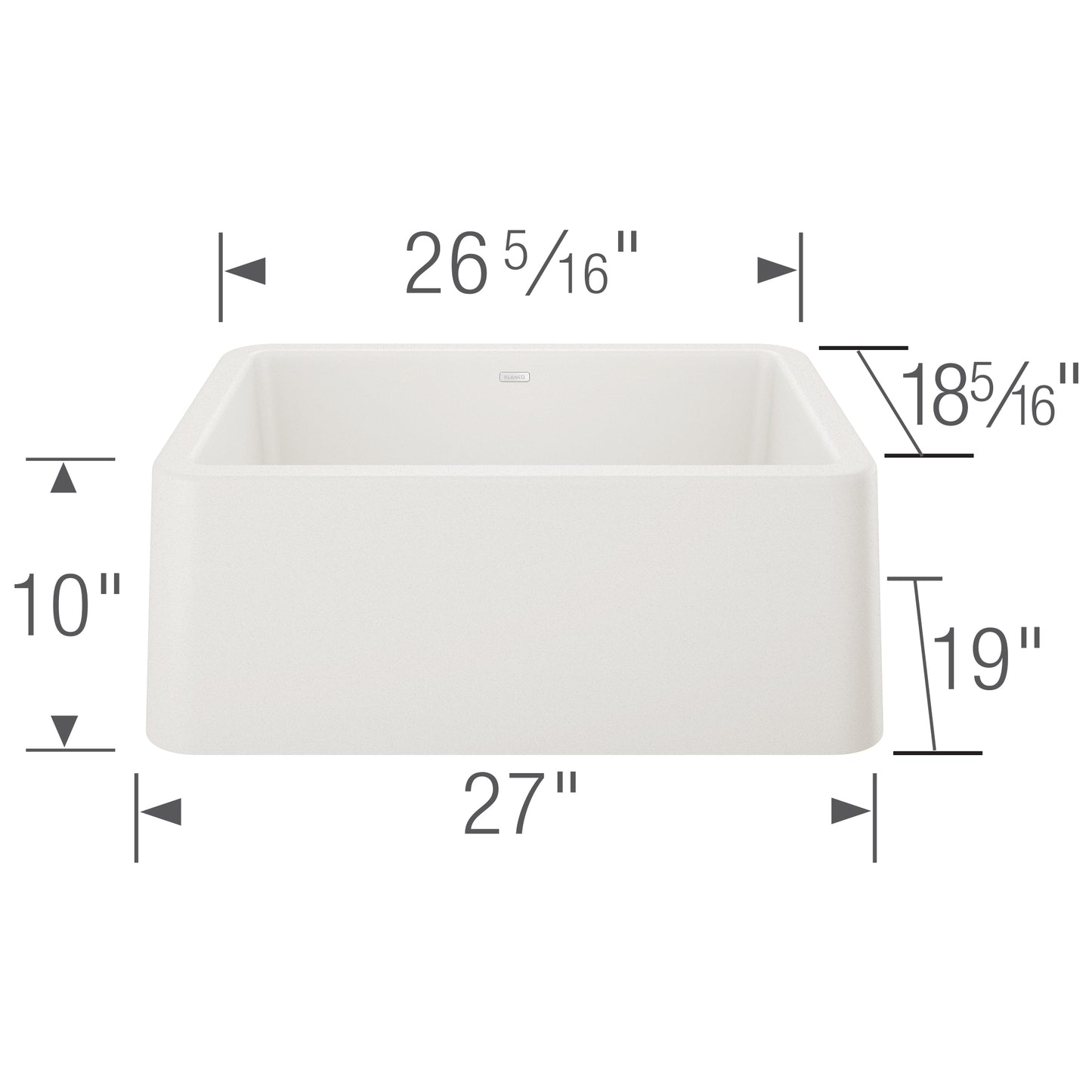 BLANCO Ikon SILGRANIT 27" Single Bowl Apron-Front Farmhouse Sink dimensions and specifications.
