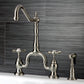 Kingston KS7758BEXBS Essex Bridge Kitchen Faucet with Brass Sprayer, Brushed Nickel