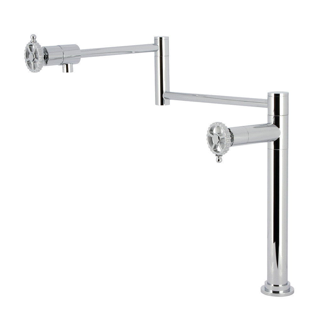 Kingston Brass KS4703CG Fuller Deck Mount Pot Filler Faucet, Antique Brass with foldable swing arms