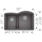 BLANCO Diamond SILGRANIT 32" 40/60 Reverse Double Bowl Undermount Kitchen Sink with Low Divide