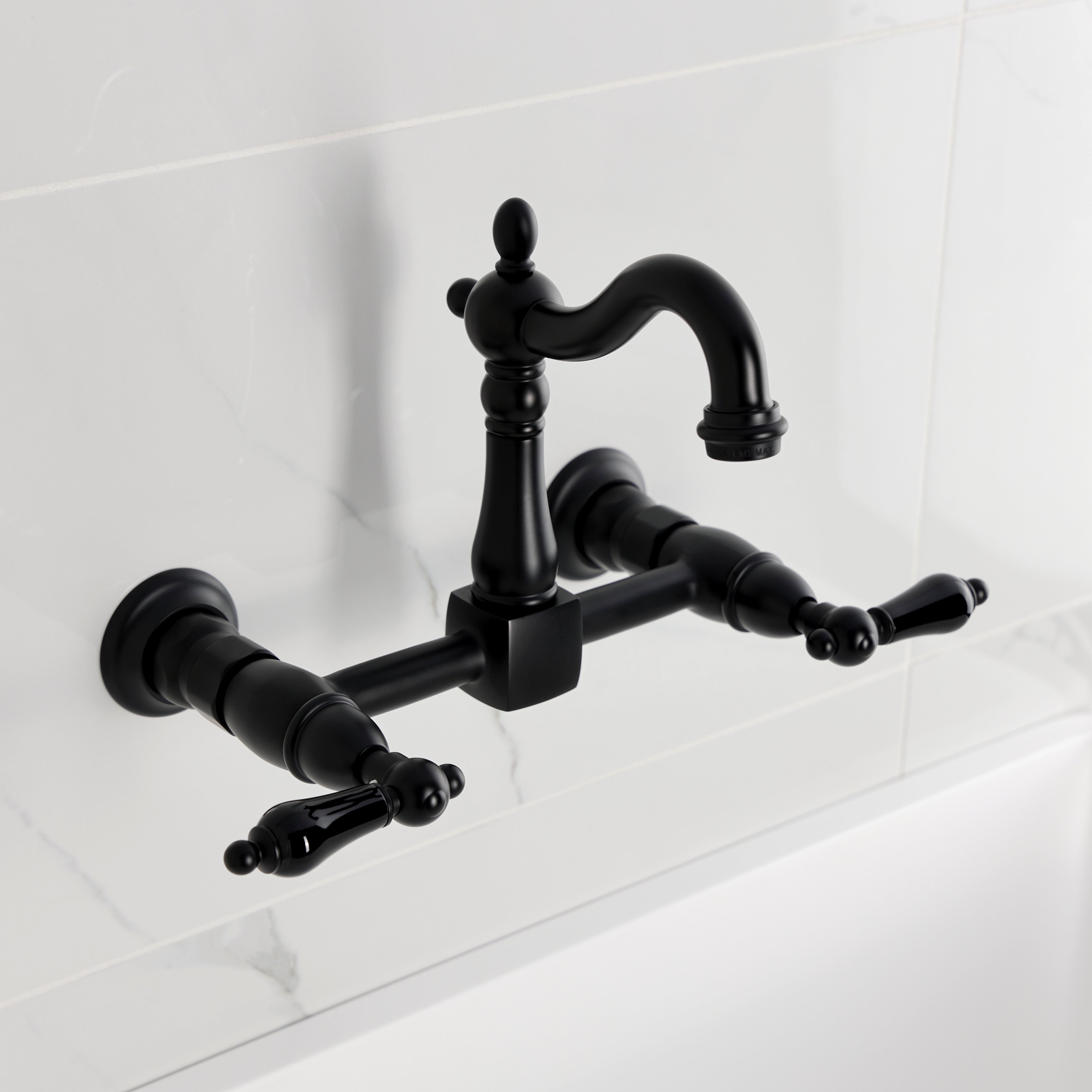 Kingston KS2443PKL Duchess Two-Handle Wall Mount Bridge Kitchen Faucet, Antique Brass