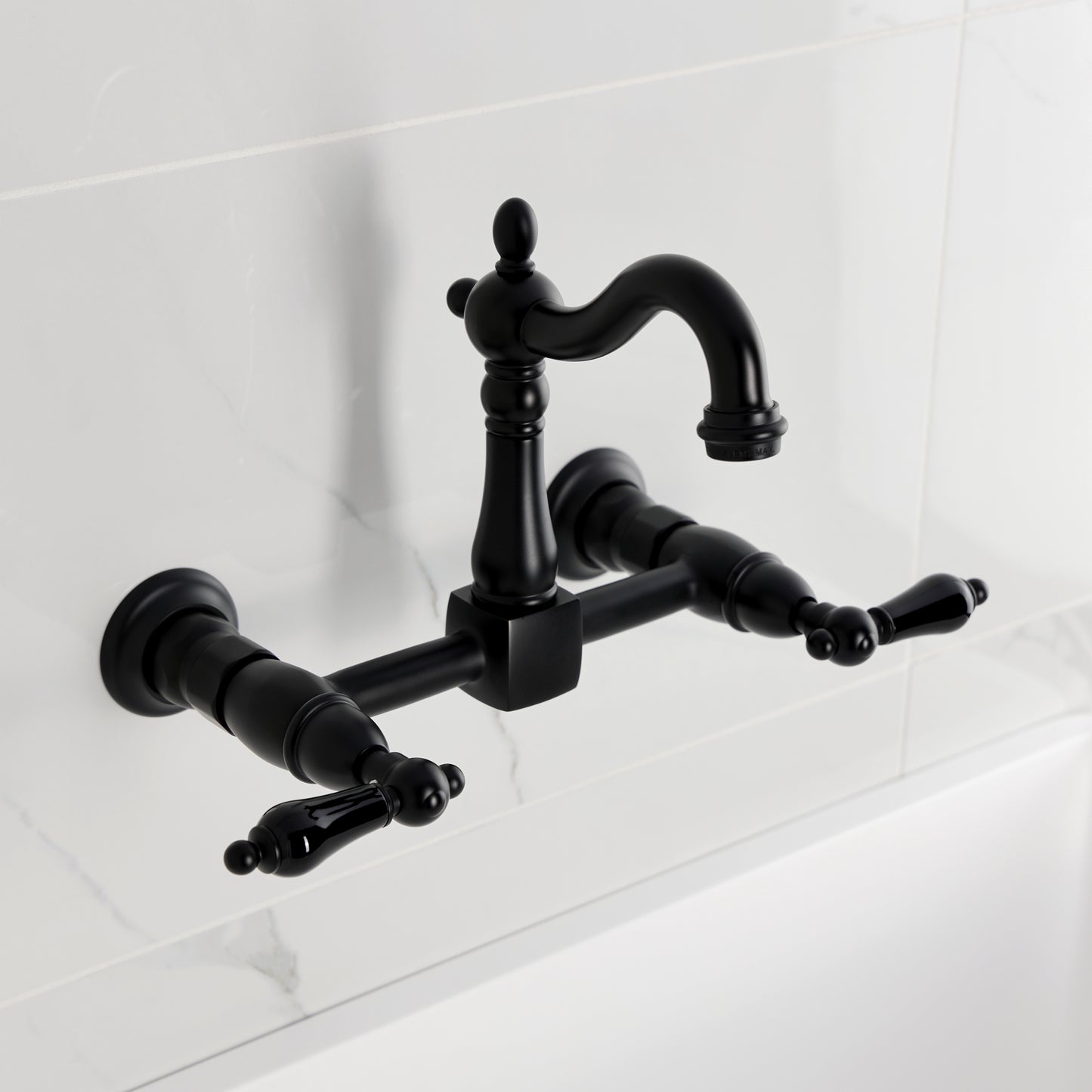 Kingston KS2443PKL Duchess Two-Handle Wall Mount Bridge Kitchen Faucet, Antique Brass