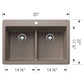 BLANCO Liven SILGRANIT 33" 50/50 Double Bowl Dual Mount Kitchen Sink with Low Divide