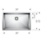 BLANCO Quatrus R0 28" Single Bowl Undermount Stainless Steel Kitchen Sink
