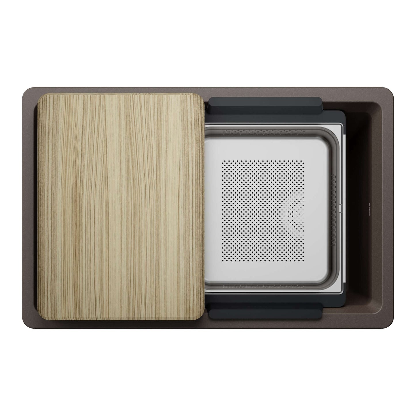 BLANCO Inteos SILGRANIT 30" Single Bowl Reversible Undermount Workstation Kitchen Sink with cutting board and colander