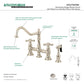 Kingston KS3277AXBS Restoration Bridge Kitchen Faucet with Brass Sprayer, Brushed Brass - features high-arch gooseneck and side sprayer.
