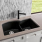BLANCO Diamond SILGRANIT 32" 60/40 Double Bowl Undermount Kitchen Sink with Low Divide