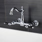 Kingston KS1263PKL Duchess Two-Handle Wall Mount Bridge Kitchen Faucet, Antique Brass with glossy chrome finish