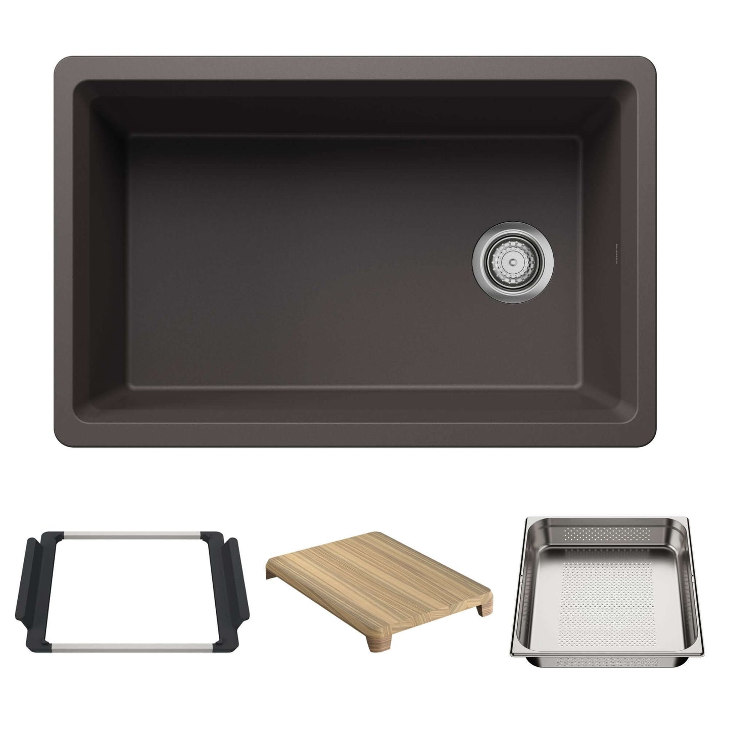 BLANCO Inteos SILGRANIT 30" Single Bowl Reversible Undermount Workstation Kitchen Sink with accessories