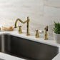 Kingston Brass KB1793BPLBS Bel-Air Double-Handle Widespread Kitchen Faucet with Brass Sprayer, Antique Brass