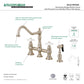 Kingston KS3277PXBS Restoration Bridge Kitchen Faucet with Brass Sprayer, Brushed Brass image showcasing its elegant design and features.