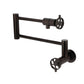 Kingston Brass KS4103RKZ Wendell Wall Mount Pot Filler Faucet with Knurled Handle, Antique Brass in Oil Rubbed Bronze finish
