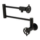 Kingston Brass KS4103RX Belknap Wall Mount Pot Filler Faucet, Antique Brass, matte black finish.