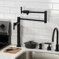 Kingston Brass KS4703CML Manhattan Deck Mount Pot Filler Faucet, Antique Brass installed in modern kitchen setting.