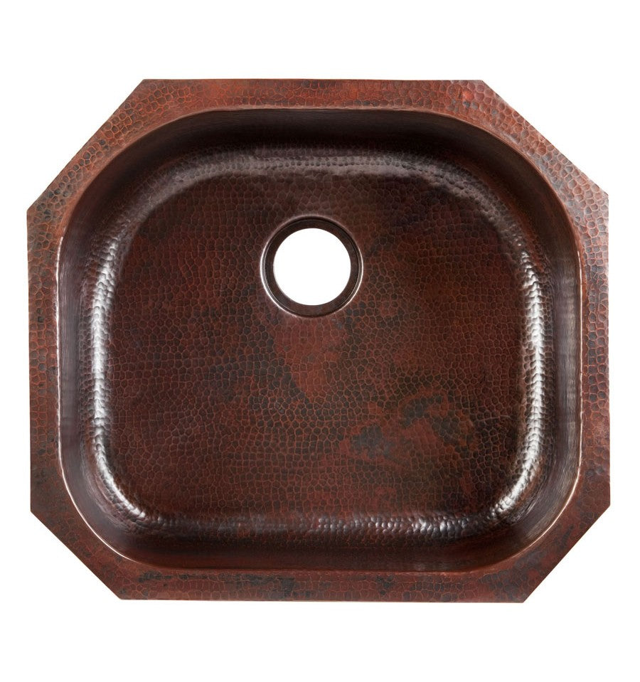 Thompson Oroz 23.5" Hammered Aged Copper D-Shape Prep Sink - KSU-2321BC - view 2