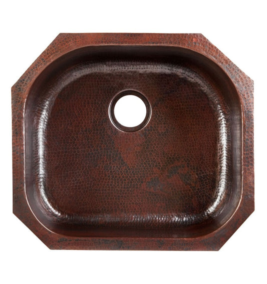 Thompson Oroz 23.5" Hammered Aged Copper D-Shape Prep Sink - KSU-2321BC - view 2