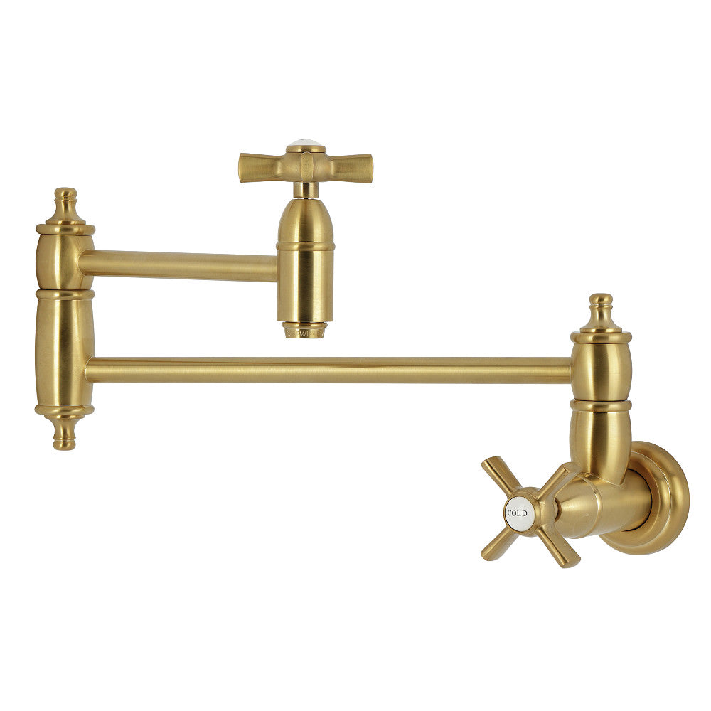 Kingston Brass KS3103ZX Millennium Wall Mount Pot Filler Faucet, Antique Brass with extendable swing arms.