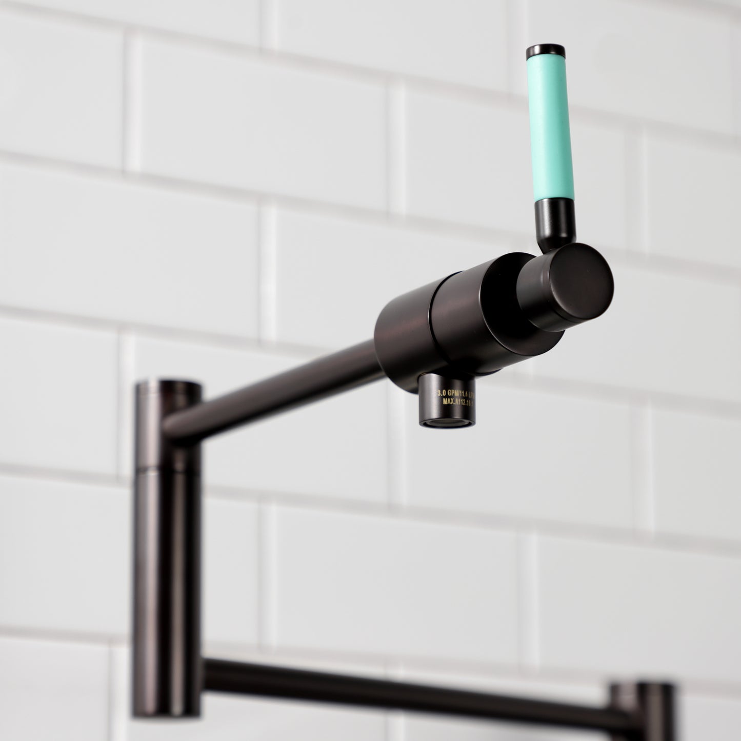 Kingston Brass KS4703DKL Kaiser Deck Mount Pot Filler Faucet, Antique Brass with black silicone rubber handles
