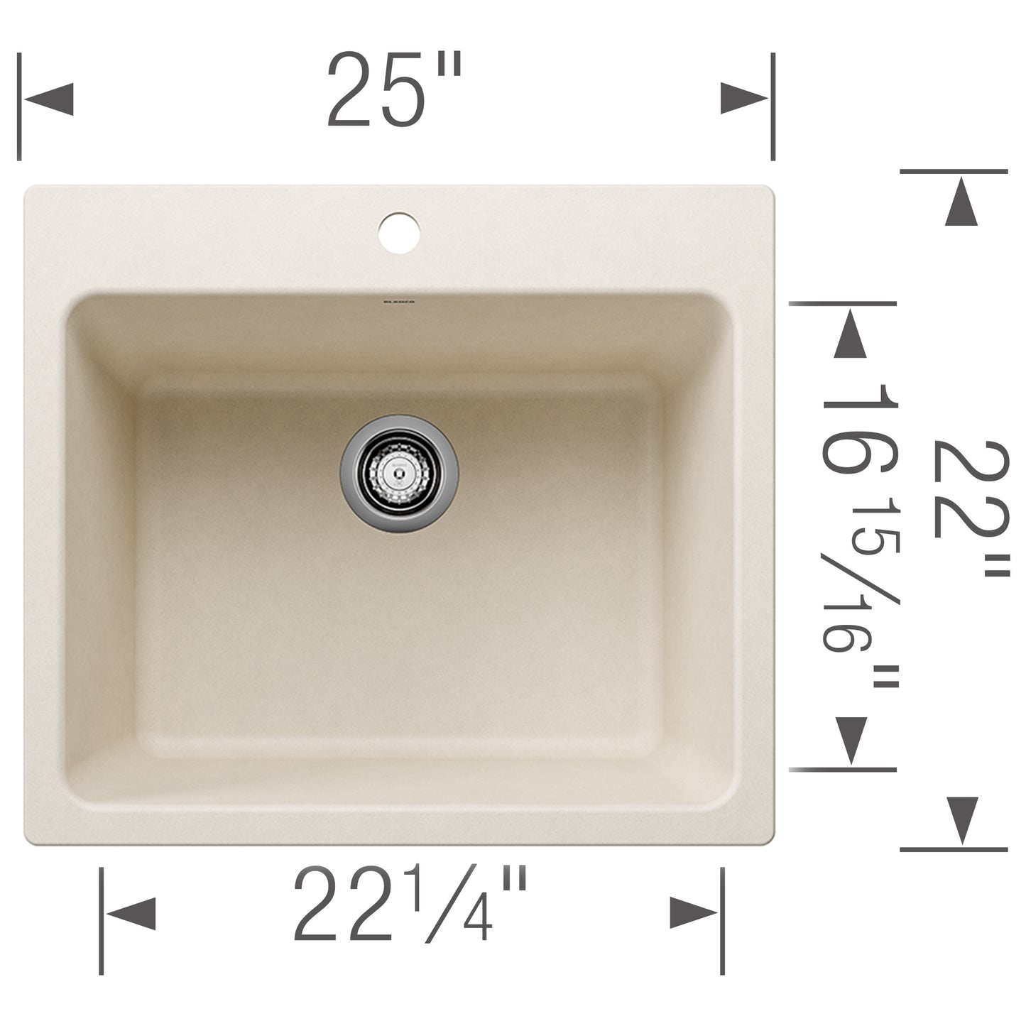 BLANCO Liven SILGRANIT 25" Single Bowl Dual Mount Laundry Sink