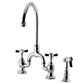Kingston KS7798BEXBS Essex Bridge Kitchen Faucet with Brass Sprayer, Brushed Nickel, polished chrome finish