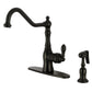 Gourmetier GSY7703ACLBS American Classic Single-Handle Kitchen Faucet with Brass Side Sprayer, Antique Brass