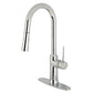 Gourmetier LS2723NYL New York Single-Handle Pull-Down Kitchen Faucet, Brushed Brass in polished chrome finish.
