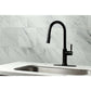 Gourmetier LS2723DKL Kaiser Single-Handle Pull-Down Kitchen Faucet, Brushed Brass with sleek black design