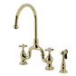 Kingston KS7793AXBS English Country Bridge Kitchen Faucet with Brass Sprayer, Antique Brass design