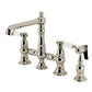Kingston KS7277BPLBS Bel-Air Bridge Kitchen Faucet with Brass Sprayer, Brushed Brass finish
