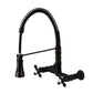 Gourmetier GS1243AX Heritage Double-Handle Wall-Mount Pre-Rinse Bridge Kitchen Faucet, Antique Brass in oil rubbed bronze finish