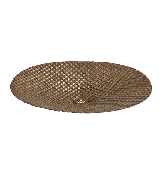 Thompson Puebla 19" Antique Satin Gold Diamond Quilt Oval Bathroom Sink - CASG-DQ