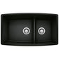 BLANCO Performa SILGRANIT 33" 60/40 Double Bowl Undermount Kitchen Sink with Low Divide