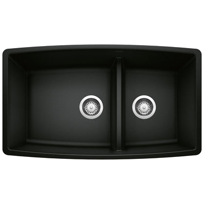 BLANCO Performa SILGRANIT 33" 60/40 Double Bowl Undermount Kitchen Sink with Low Divide top view