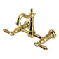 Kingston KS2443BAL Heirloom Two-Handle Wall Mount Bridge Kitchen Faucet, Antique Brass with brushed brass finish
