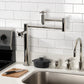 Kingston Brass KS8707DX Concord Deck Mount Pot Filler Faucet, Brushed Brass in modern kitchen setting