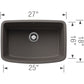 BLANCO Valea SILGRANIT 27" Single Bowl Undermount Kitchen Sink