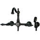 Kingston KS1263ALBS Heritage Two-Handle Wall Mount Bridge Kitchen Faucet with Brass Sprayer, Antique Brass