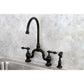 Kingston KS7793ALBS English Country Bridge Kitchen Faucet with Brass Sprayer, Antique Brass