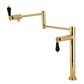 Kingston Brass KS4707PKL Duchess Deck Mount Pot Filler Faucet, Brushed Brass with black porcelain handles