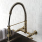 Gourmetier GS1243AL Heritage Double-Handle Wall-Mount Pre-Rinse Bridge Kitchen Faucet, Antique Brass