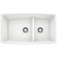 BLANCO Performa SILGRANIT 33" 60/40 Double Bowl Undermount Kitchen Sink with Low Divide