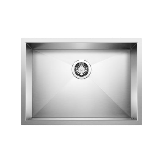 BLANCO Quatrus R0 25" Single Bowl Undermount Stainless Steel Kitchen Sink top view showcasing its sleek design.