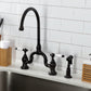 Kingston KS7793PLBS English Country Bridge Kitchen Faucet with Brass Sprayer, Antique Brass