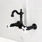 Kingston KS2443PX Heritage Two-Handle Wall Mount Bridge Kitchen Faucet, Antique Brass
