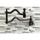 Kingston Brass KS2107PL Heritage Wall Mount Pot Filler Faucet, Brushed Brass on modern kitchen backsplash