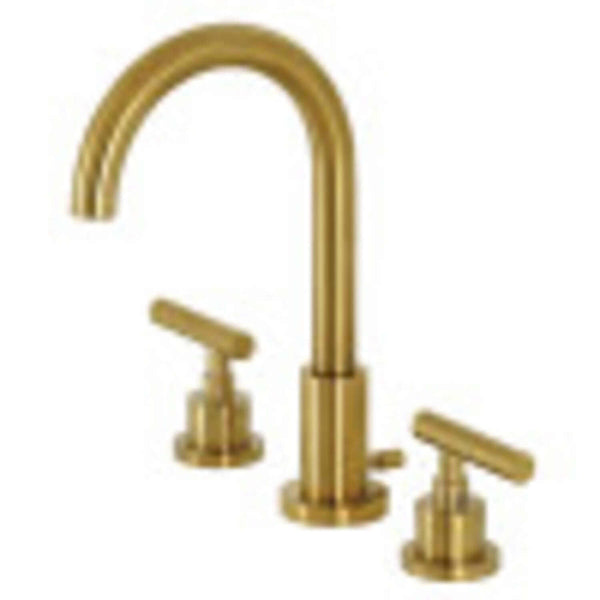 KINGSTON Brass Manhattan Widespread Bathroom Faucet with Brass Pop-Up - Brushed Brass