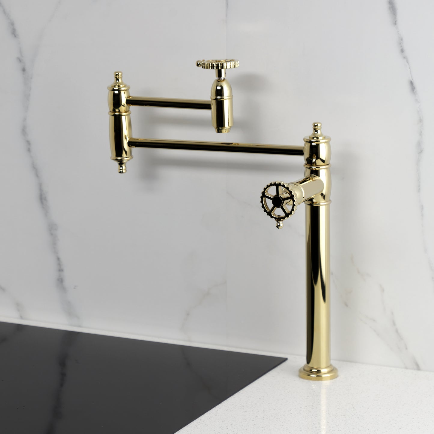 Kingston Brass KS3703CG Fuller Deck Mount Pot Filler Faucet, Antique Brass